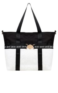 Torba Big Shopper Liu Jo Logo Bianco Nero