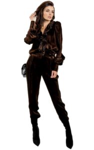 Bluzka Pinko Sztruksowa Logo Brown