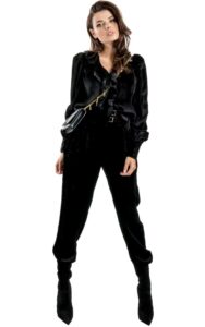 Spodnie Pinko Sztruksowe Logo Black