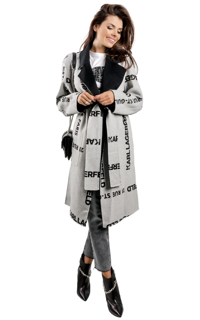 Płaszcz Karl Lagerfeld Dwustronny Black Grey