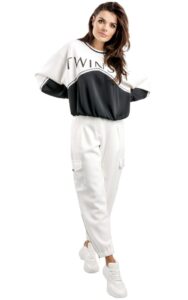 Bluza Twin Set Satynowa Avorio Nero