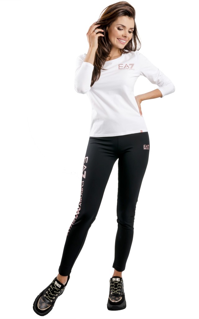 T-shirt EA7 Długi Rękaw Logo White