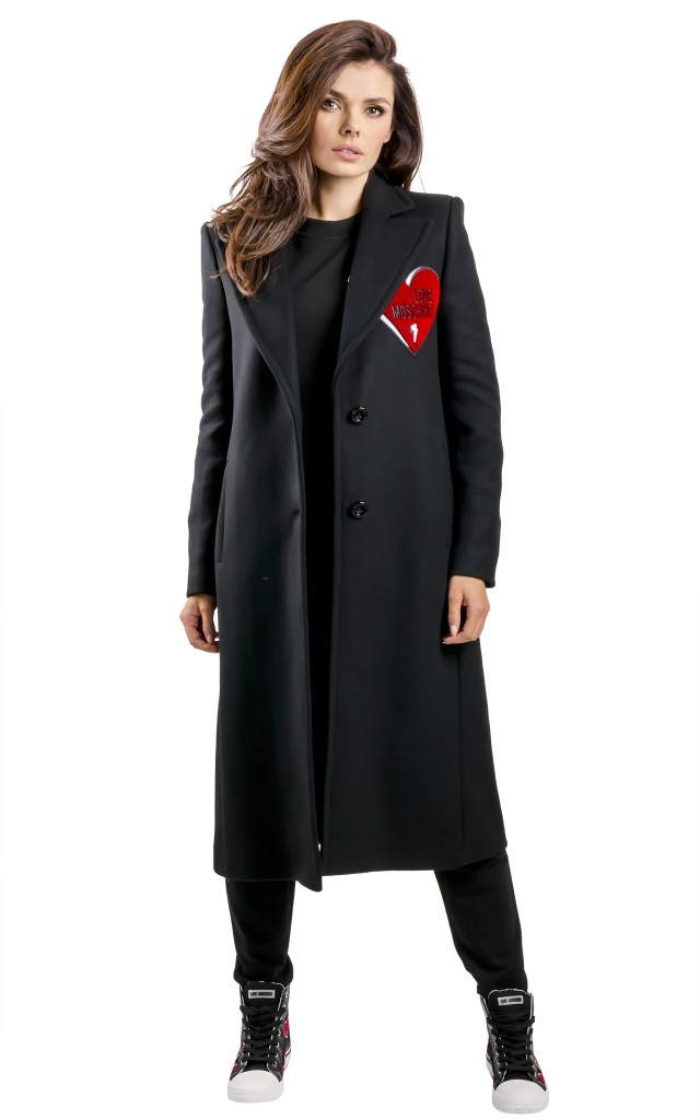 Płaszcz Love Moschino Maxi Logo Nero