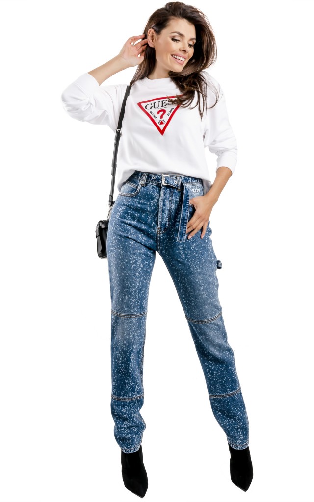 Bluza Guess Luźna Logo White