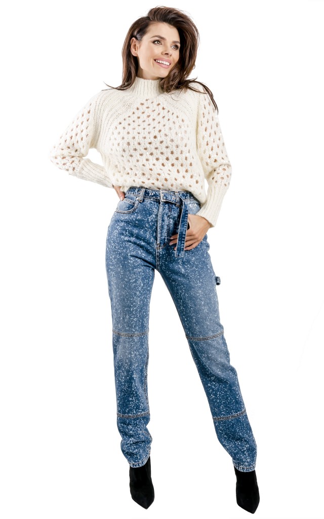 Sweter Silvian Heach Ażurowy Waniliowy
