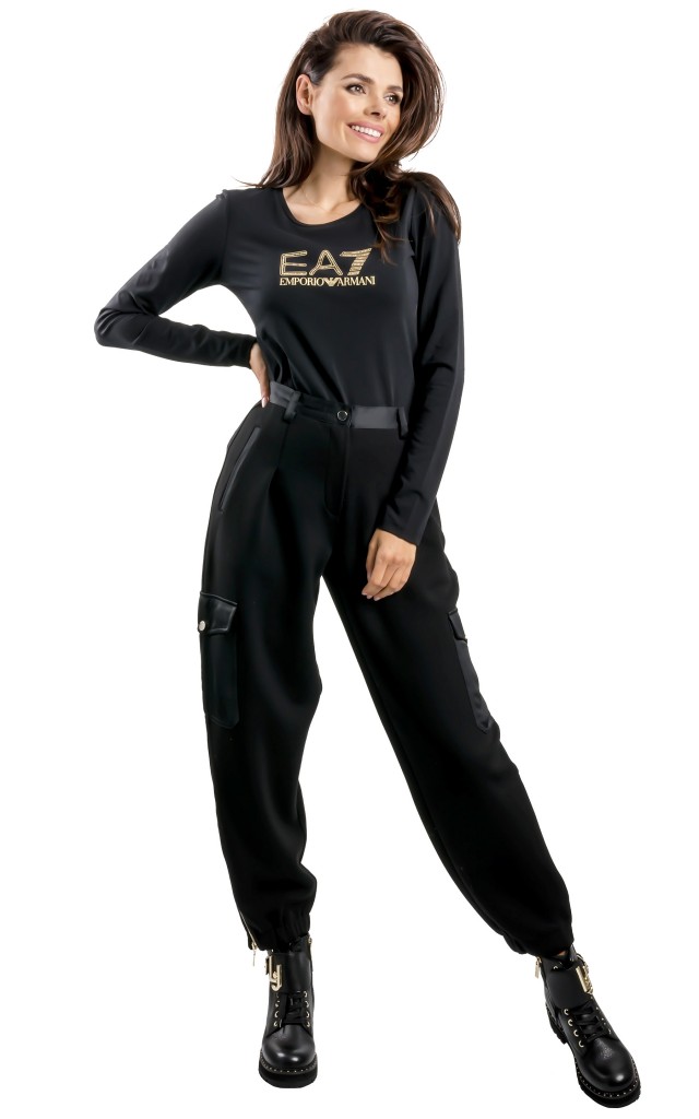 T-shirt EA7 Z Długim Rękawem Czarny