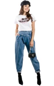 Jeansy Red Valentino Z Wysokim Stanem Niebieskie