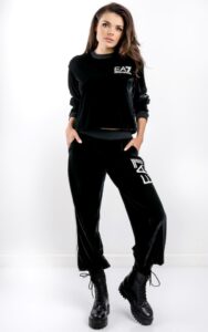Komplet EA7 Welurowy Czarny