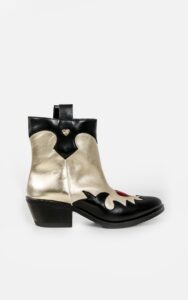 Kowbojki Love Moschino Krótkie Czarno-Złote