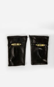 Rękawiczki Moschino Bez Palców Skórzane Czarne
