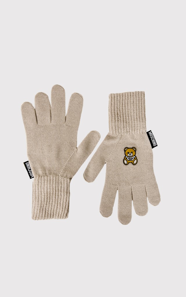 Rękawiczki Moschino Dzianinowe Beżowe