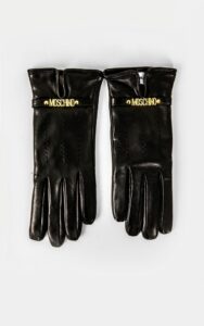 Rękawiczki Moschino Skórzane Czarne