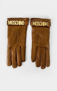 Rękawiczki Moschino Skórzane Brązowe