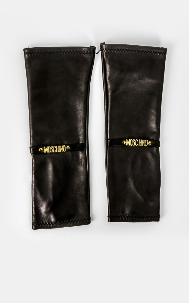 Rękawki Moschino Skórzane Czarne