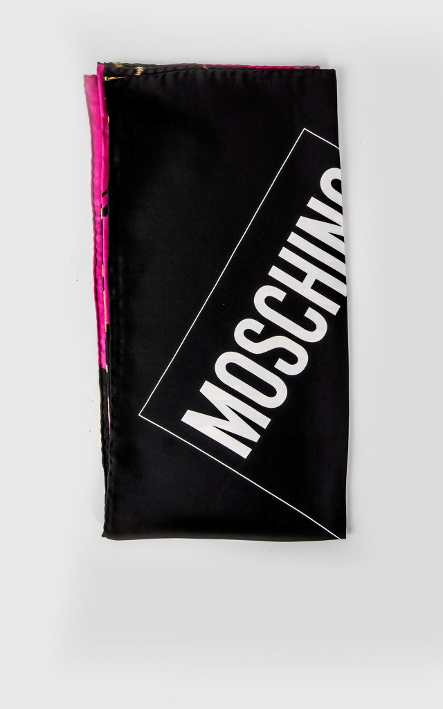 Chusta Moschino Jedwabna Czarno-Różowa