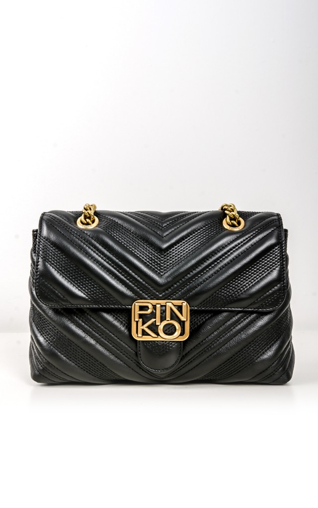 Torebka Pinko Logo Classic Puff Chevronne Black