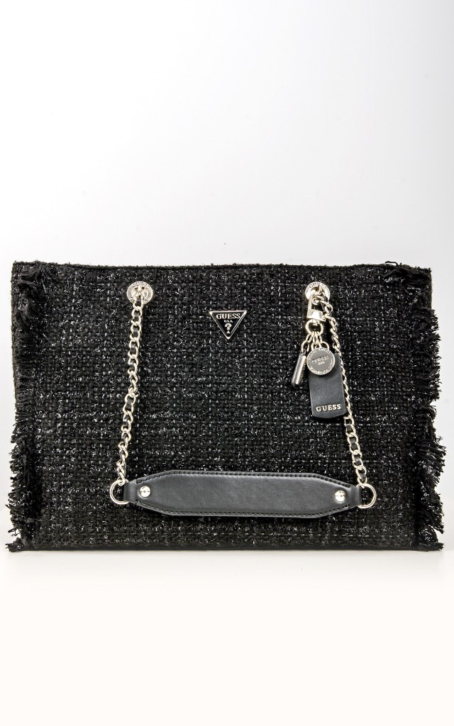 Torebka Guess Shopper Tweedowa Czarna