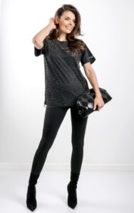 T-shirt Guess Z Siateczką Czarny