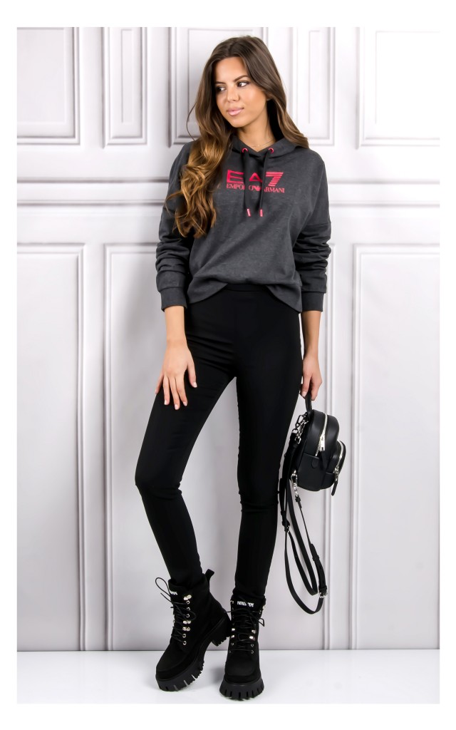 Bluza EA7 Dresowa Z Kapturem Ciemnoszary