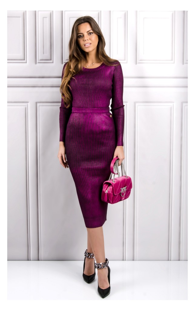 Sweter Twin Set Dopasowany Fuksja