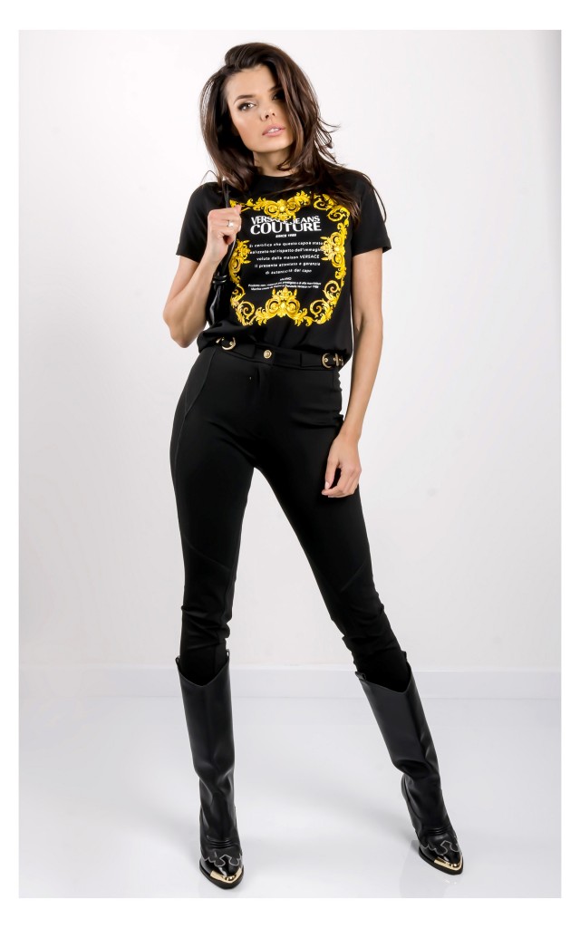 T-shirt Versace Jeans Couture Prosty Czarny