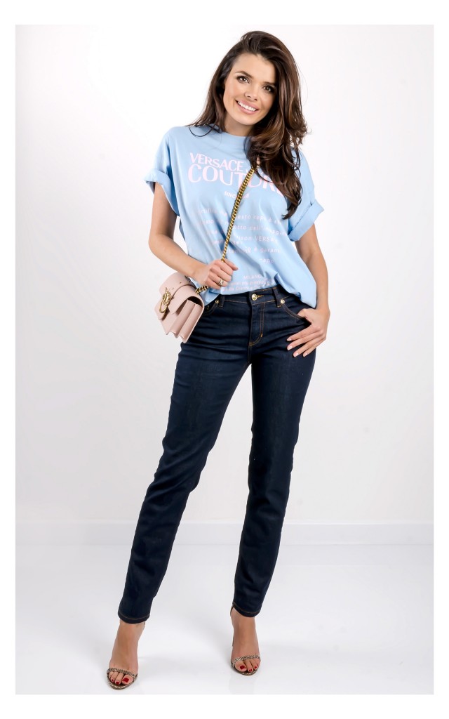 T-shirt Versace Oversize Niebieski