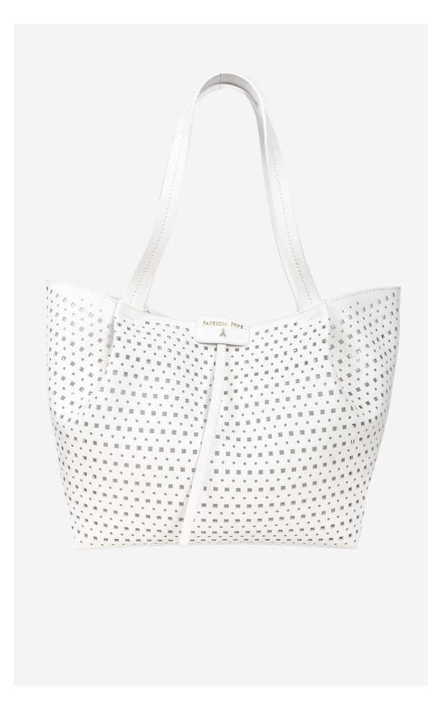 Torebka Patrizia Pepe Shopper Ażurowa Biała