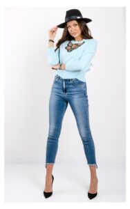 Sweter Pinko Z Kryształkami Niebieski
