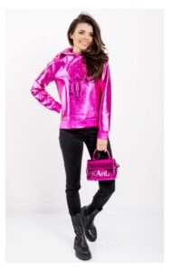 Bluza Karl Lagerfeld Metaliczna Z Kapturem