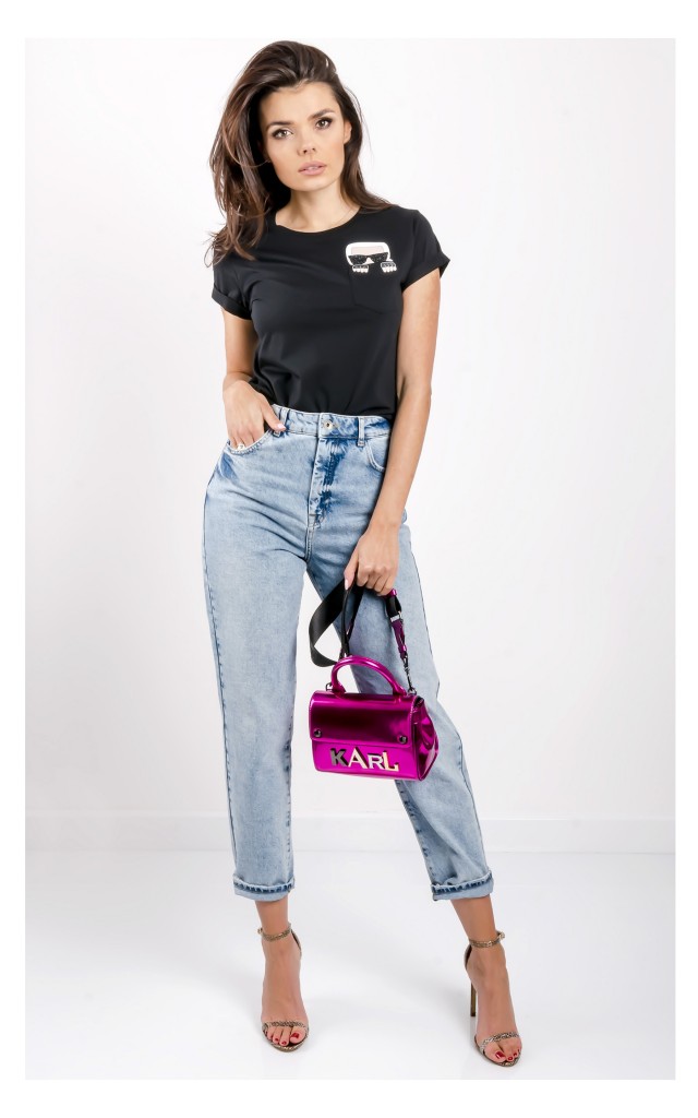T-shirt Karl Lagerfeld Z Kieszenią Czarny