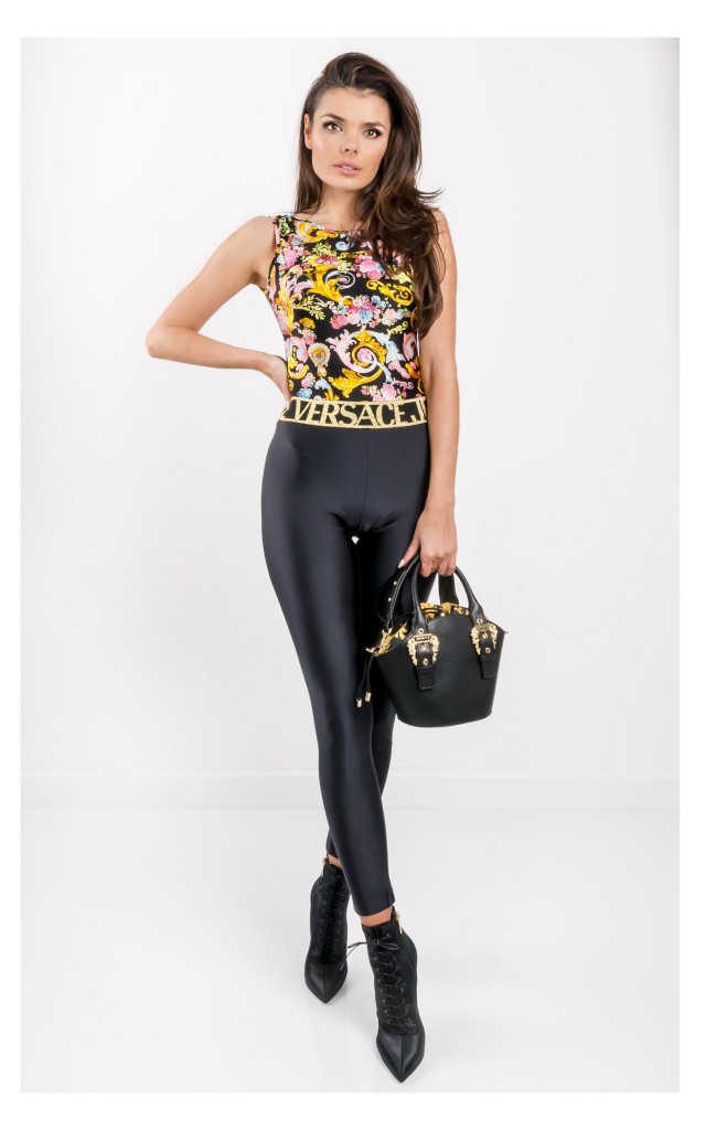 Legginsy Versace Z Logowanym Pasem
