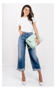 T-shirt Elisabetta Franchi Prosty Biały