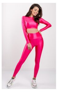 Legginsy MSGM Active Błyszczące Fuksja