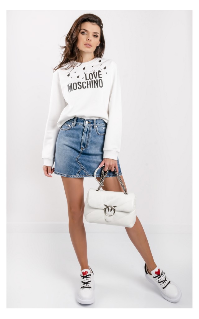 Bluza Love Moschino Dresowa Biała