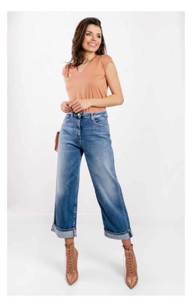 T-shirt Elisabetta Franchi Z Dekoltem Rose Gold