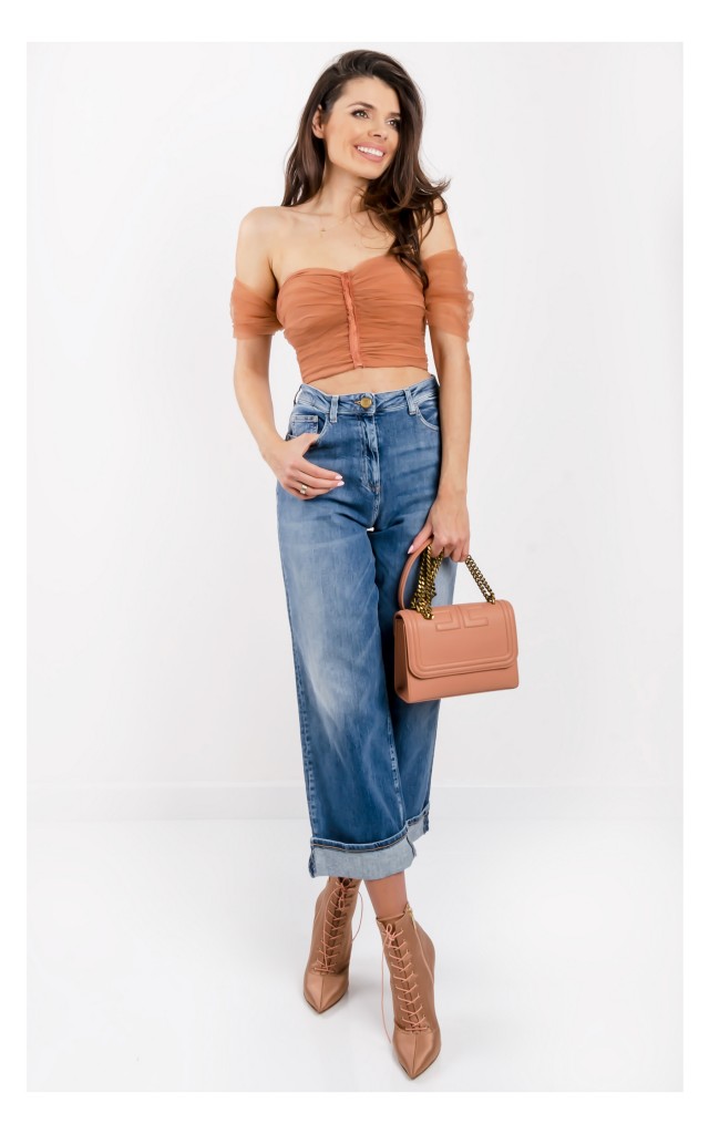 Jeansy Elisabetta Franchi Culotte Niebieskie