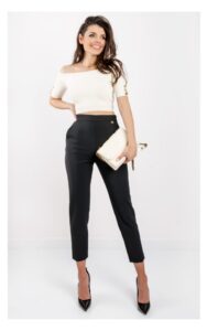 Top Elisabetta Franchi Prążkowany Ecru
