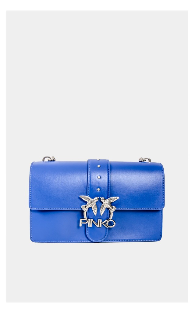 Torebka Pinko Love Classic Icon Skórzana Literki Kobaltowa