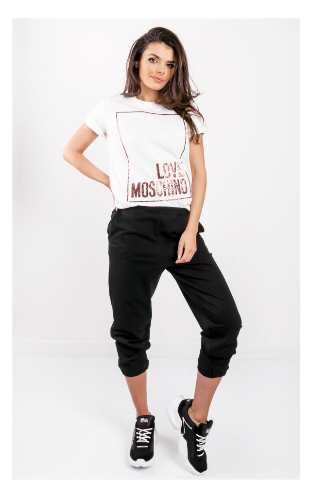 T-shirt Love Moschino Prosty Biały