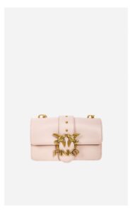 Torebka Pinko Love Mini Icon Skórzana Literki Pudrowy Róż