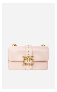 Torebka Pinko Love Classic Icon Skórzana Literki Pudrowy Róż
