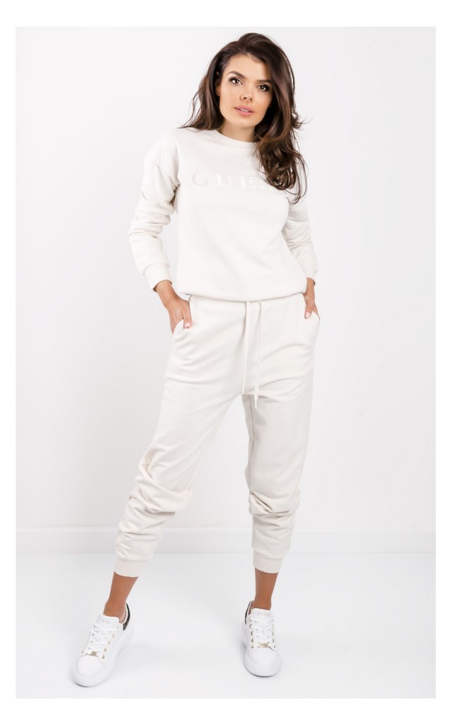 Spodnie Guess Logo Ecru