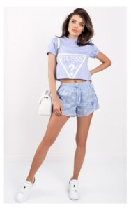 T-shirt Guess Krótki Logo Jasny Fiolet