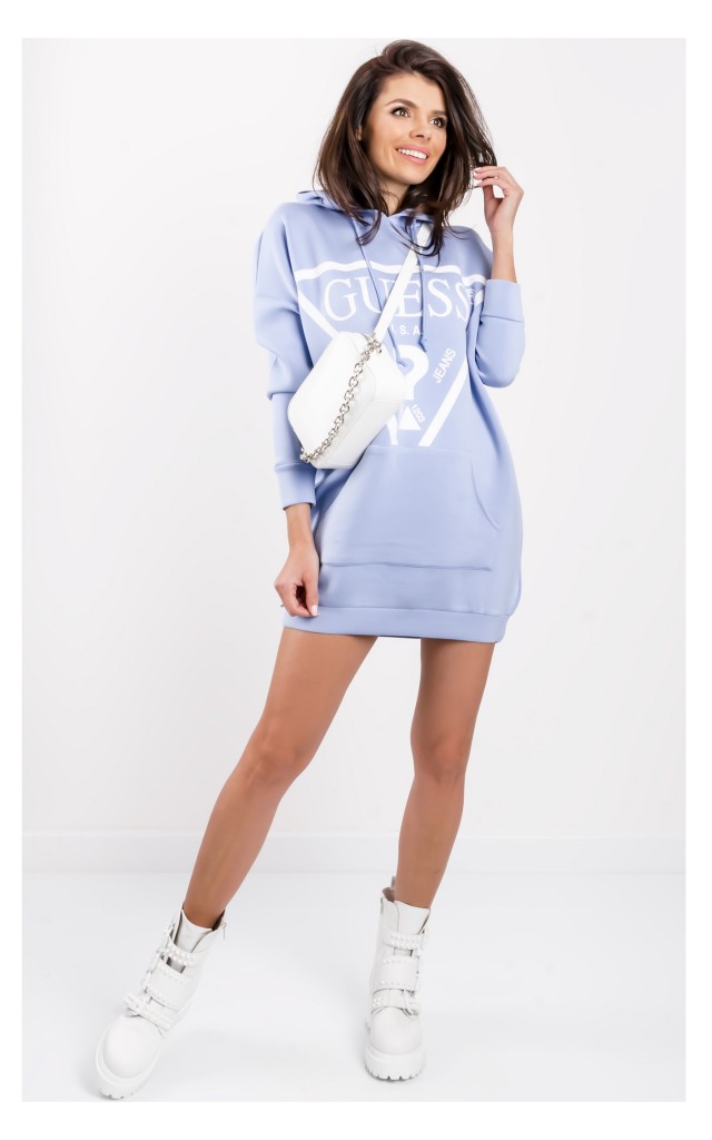 Bluza Maxi Guess Logo Jasny Fiolet