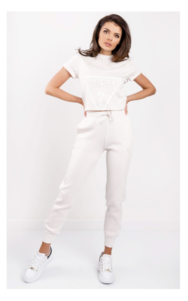 T-shirt Guess Krótki Logo Ecru