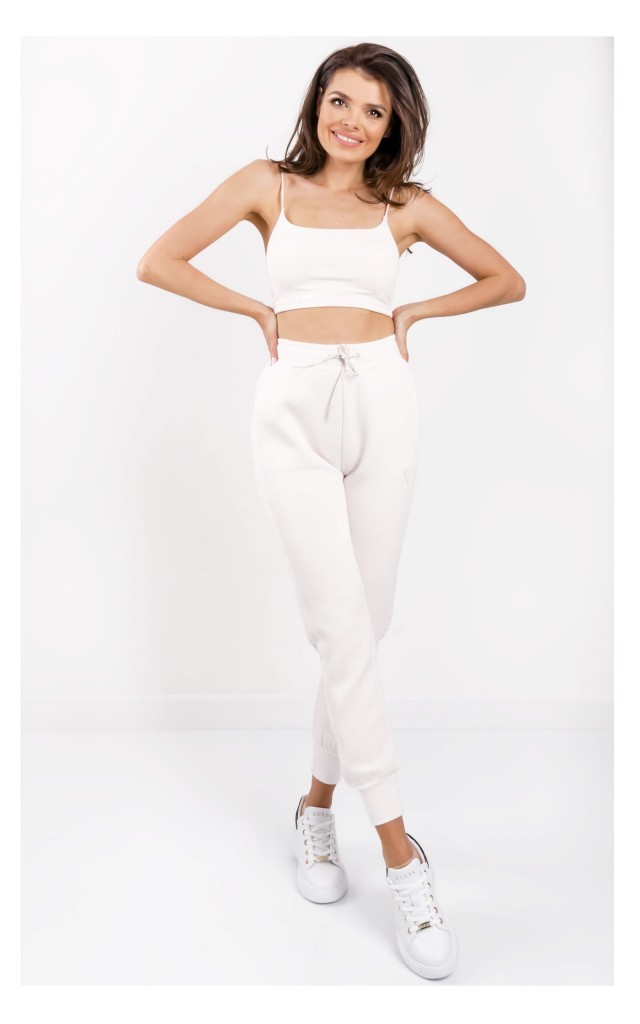 Top Guess Logowany Ecru