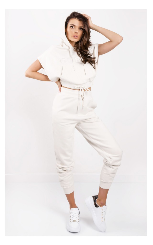 Bluza Guess Z Kapturem Logowana Ecru