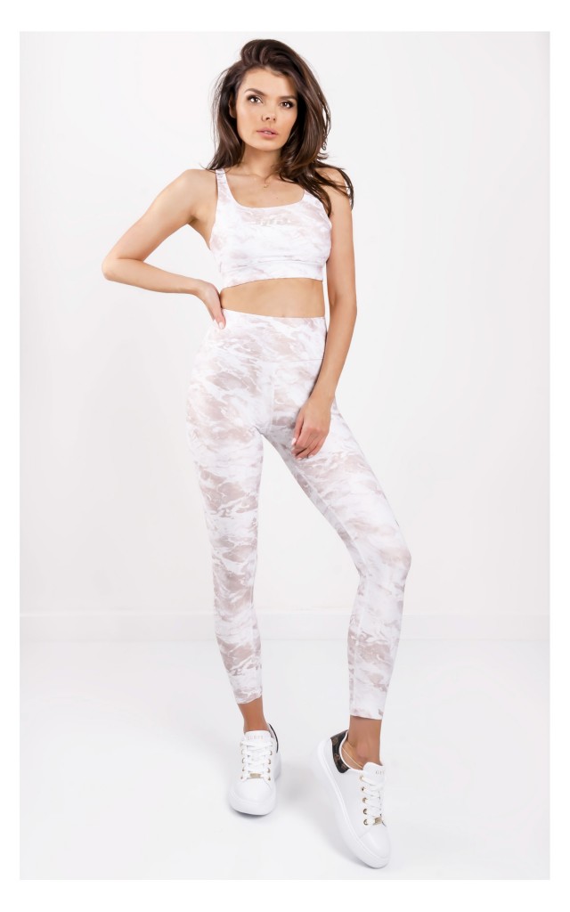 Legginsy Guess Tie Dye Print Beżowe