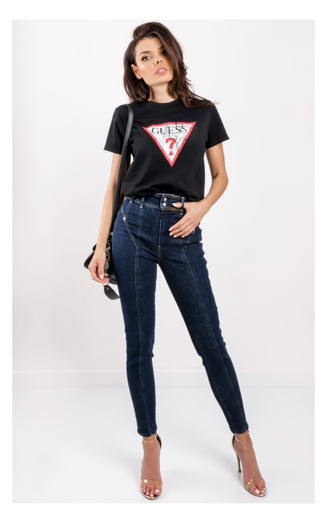 T-shirt Guess Duże Logo Basic Czarny