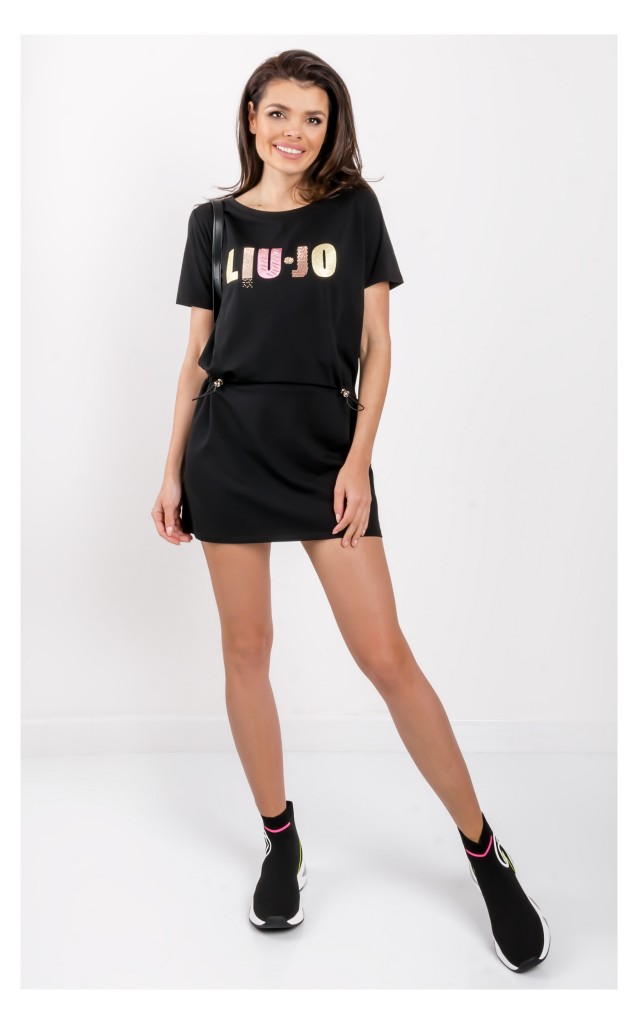 T-shirt Maxi Liu Jo Logowany Czarny